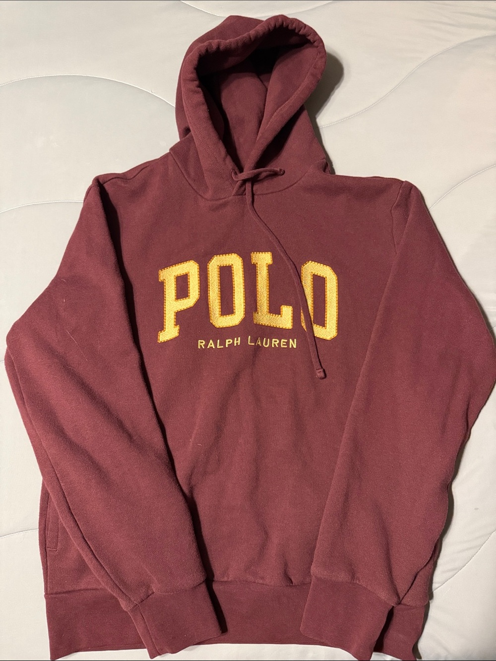 Ralph Lauren Maroon/Burgundy Hoodie with Yellow POLO Lettering